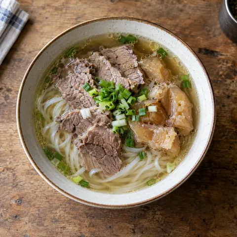 牛の澄んだスープの麺