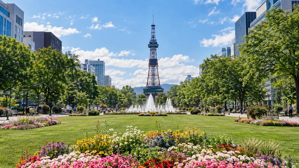 夏の大通公園とさっぽろテレビ塔