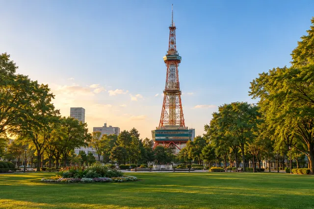 大通公園の端に立つさっぽろテレビ塔