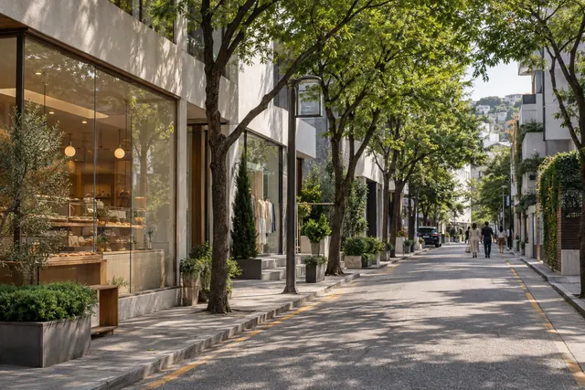 漢南洞の路地とブティック