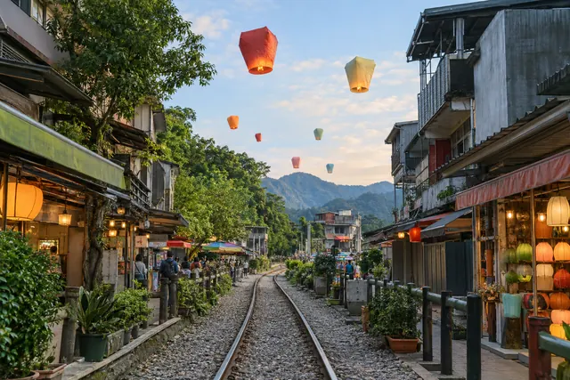 十分の線路と天燈